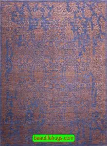 7029- Blue rug, designer contemporary rug with blue and gold color. Size 8.10x12.1