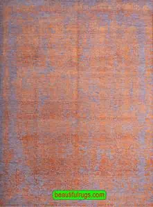 7032- Orange and Gray Blue Color Contemporary Rug