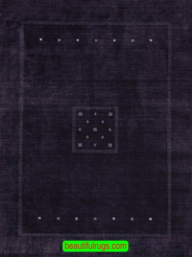 Black Color Rug, Wool Gabbeh Rug. Size 9x12.2