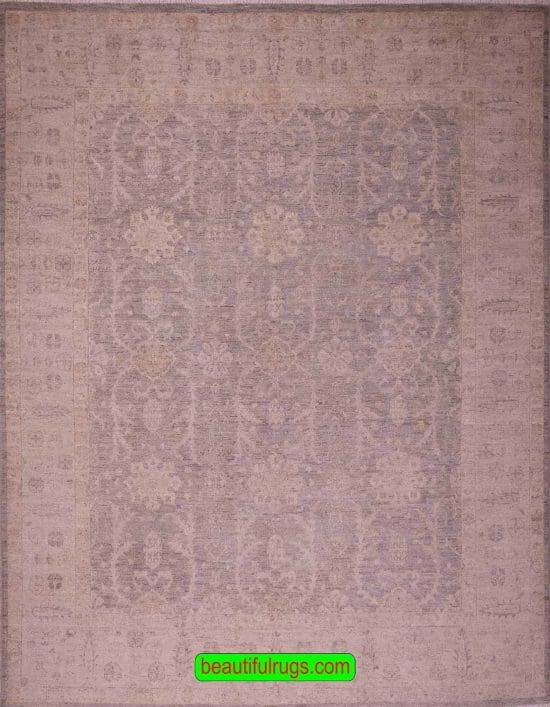 Vintage Turkish style rug with muted gray and beige colors. Size 8.1x9.10