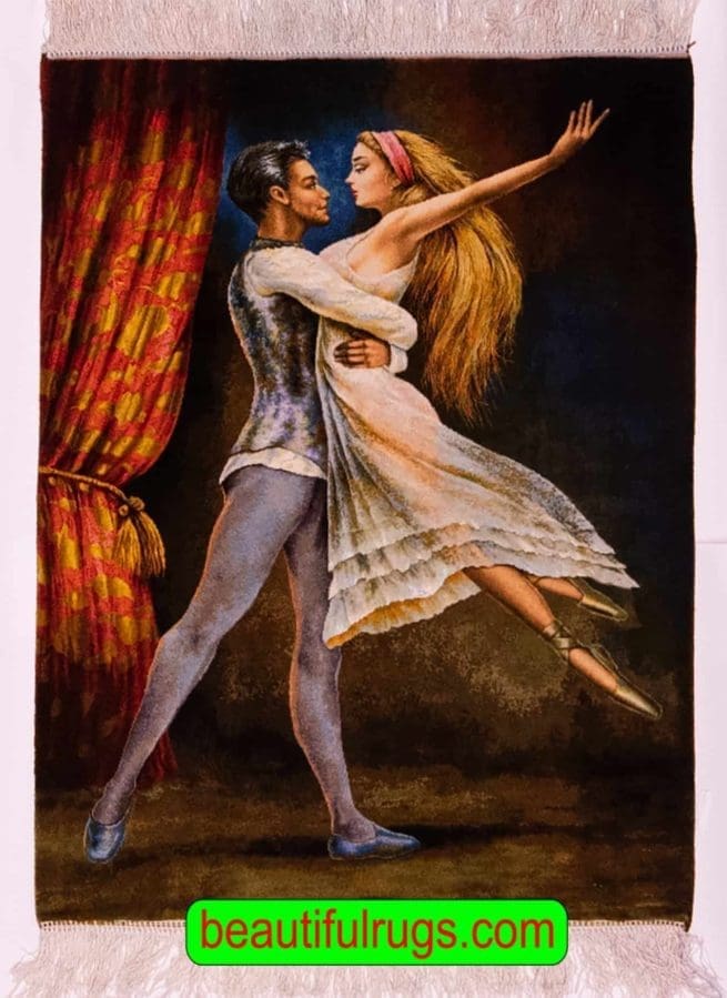 Romantic Ballet Dance, Handmade Persian Pictorial Rug, Size 2.5x3.2