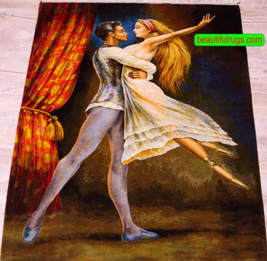 Romantic Ballet Dance, Handmade Persian Pictorial Rug, Size 2.5x3.2