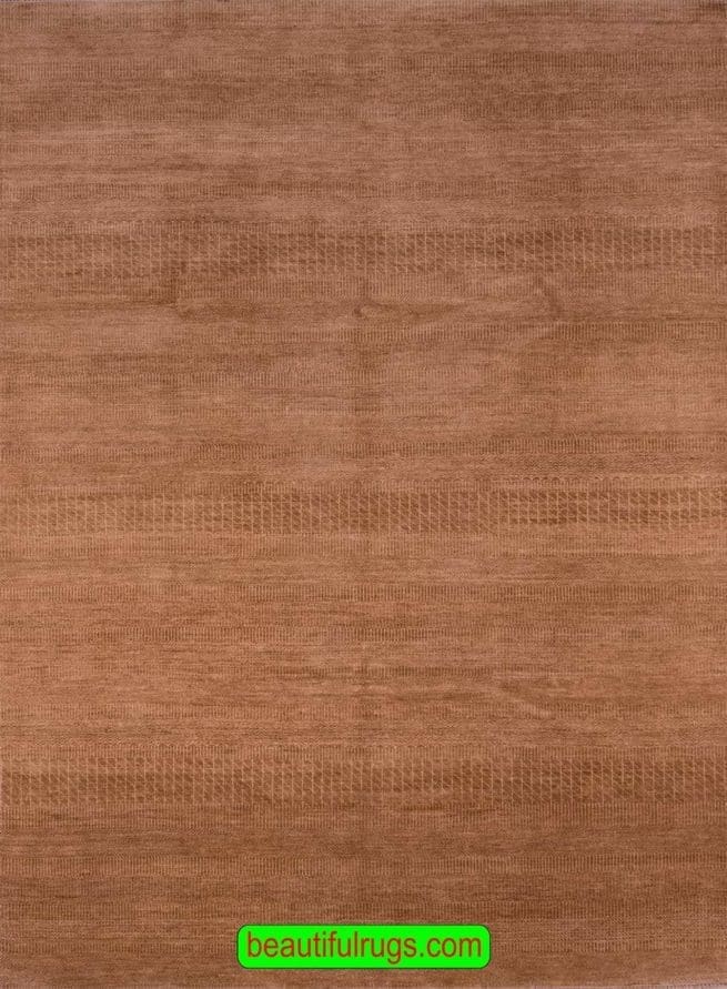 Brown Color Rug, Contemporary Striped Rug, size 6.2x8.10