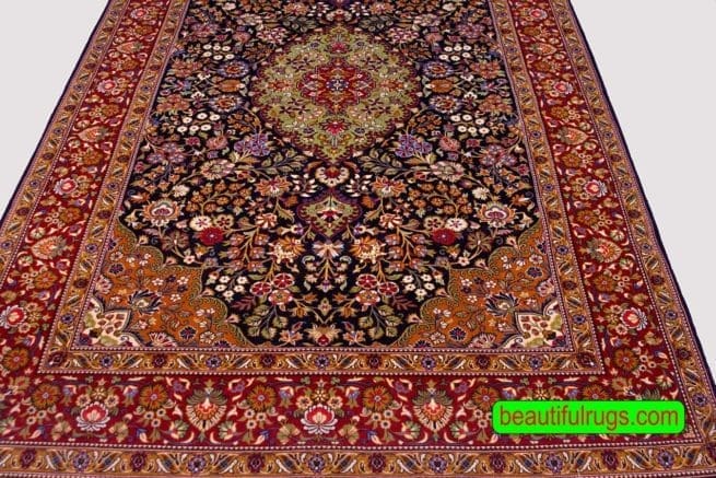 Qum Carpet, Kork Wool and Silk Handmade Iranian Qum Carpet. Size 5.5x8.10