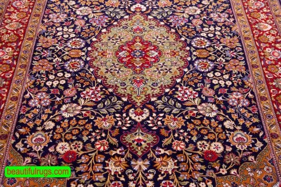 Qum Carpet, Kork Wool and Silk Handmade Iranian Qum Carpet. Size 5.5x8.10