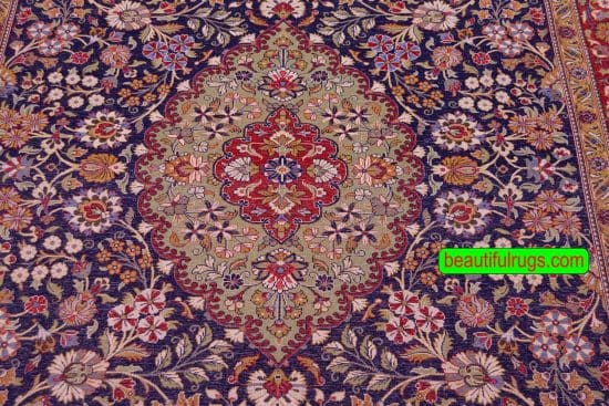 Qum Carpet, Kork Wool and Silk Handmade Iranian Qum Carpet. Size 5.5x8.10