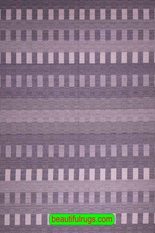 Kilim Rug, Gray Color Kilim Rug with Stripes, size 9.1 x 12.1