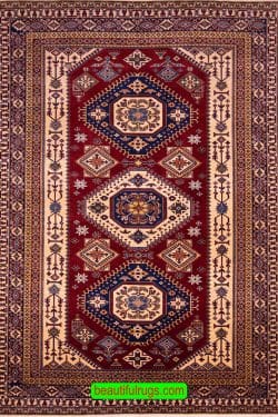 Super Kazak Carpet, Caucasian Style Oriental Carpet Pattern, size 6.10x9.9