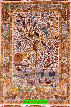 Beautiful Persian Tabriz Rug, with Birds in Our Rug Gallery. Size 4.7x6.7