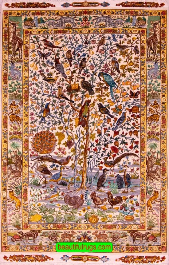 Beautiful Persian Tabriz Rug, with Birds in Our Rug Gallery. Size 4.7x6.7