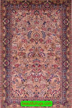 Persian Kerman Rug, Multicolor Rug, Rug with Birds and Animals. Size 5.3x7.10