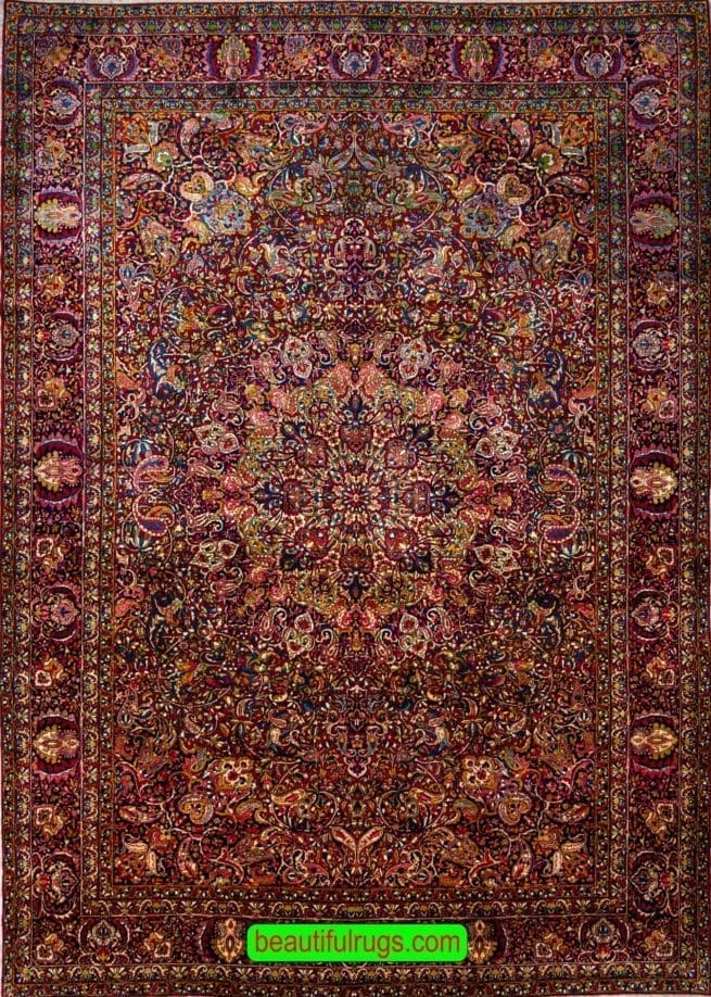 Antique Rug, Antique Persian Yazd Rug, Handmade Traditional Rug