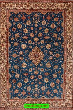 Blue Color Wool Rug, Handmade Persian Sarouk Rug, Traditional Rug