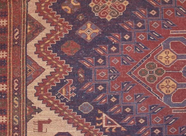 Handmade Shiraz Rug, Old Persian Shiraz Rug, Qashqai Design Rug