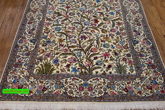 Vintage Persian Kashan Rug, Hand Woven Tree of Life Rug with Birds