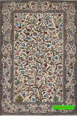 Vintage Persian Kashan Rug, Hand Woven Tree of Life Rug with Birds