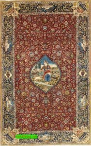 Antique Persian Tabriz Carpet, Pictorial Carpet