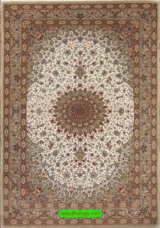 Hand Knotted Wool and Silk Persian Qum Rug