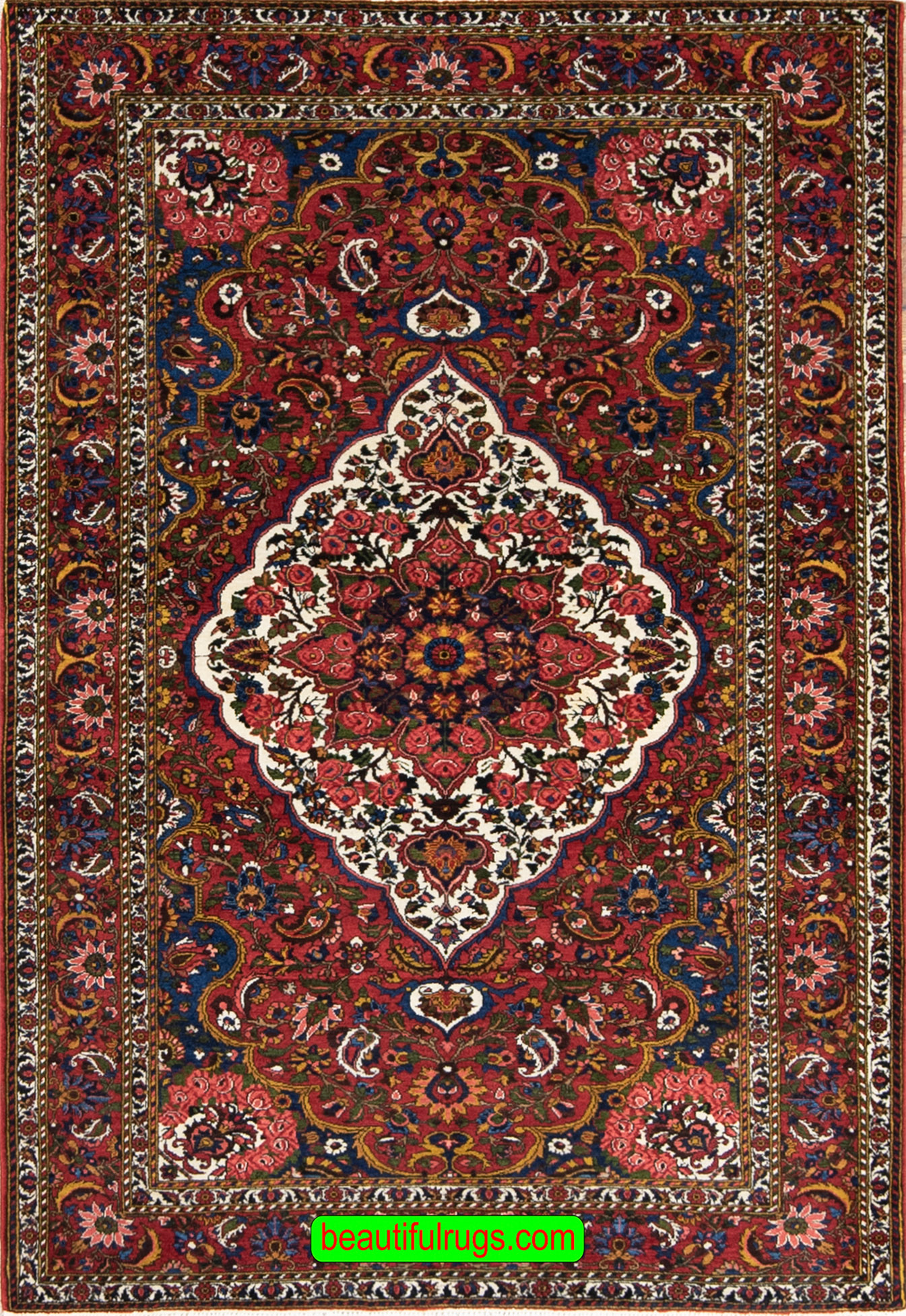 Antique Persian Rug Circa 1930, Vintage Persian Bakhtiari Rug