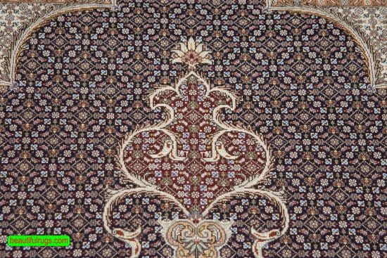 Hand Knotted Wool and Silk Persian Tabriz Rug