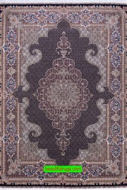 Hand Knotted Wool and Silk Persian Tabriz Rug