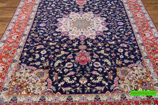 Persian Tabriz type of rug, made of wool and silk. Size 6.9x10