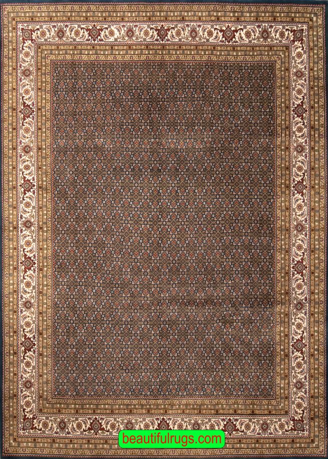 Allover design Herati rug made in India with teal green color. Size is 8.3x10