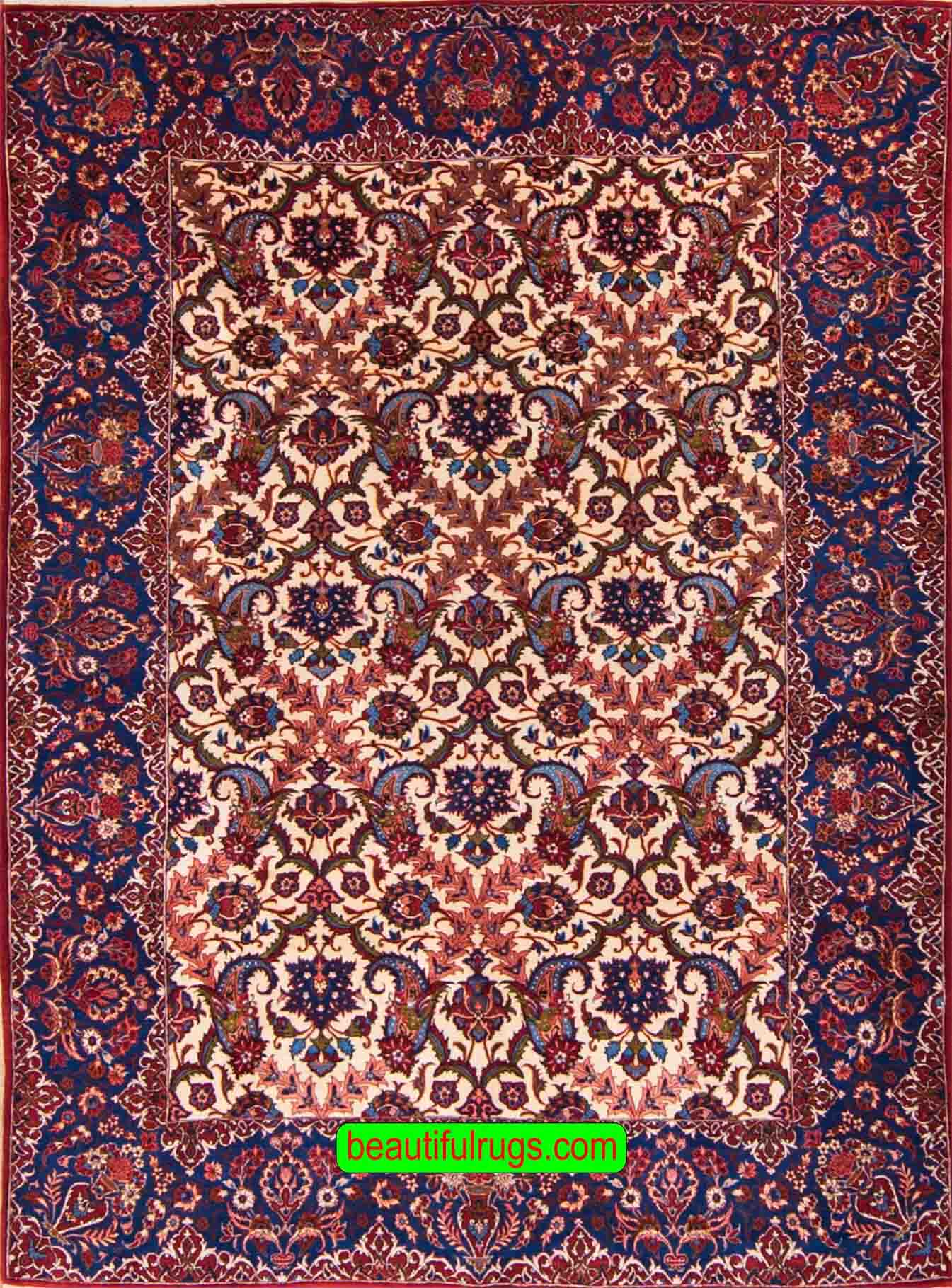 Antique Isfahan Rug, Handmade Persian Antique Isfahan Rug, size 5.3x7.1, main image