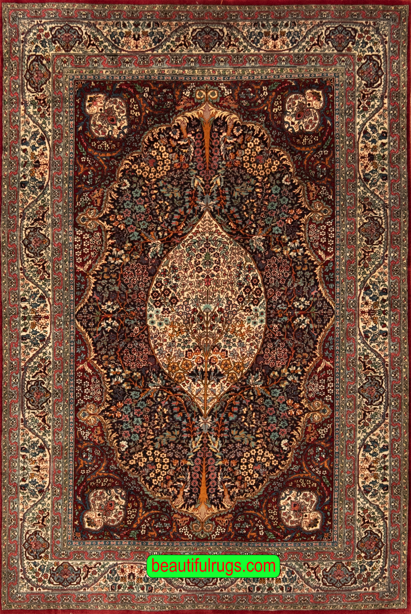 Vintage Handmade Persian Semnan Rug, Vegetable Dyed Persian Rug, size 5x6.1, main image