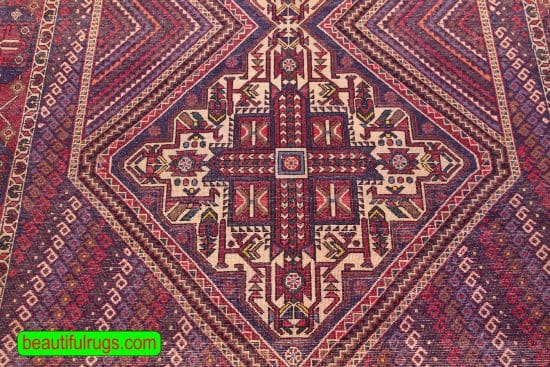 Old Persian Afshar Rug, Authentic Tribal Persian Rug. Size 4.4x6.8.