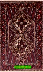 Old Persian Afshar Rug, Authentic Tribal Persian Rug. Size 4.4x6.8