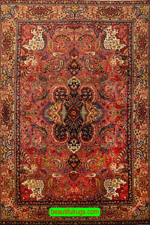 Living Room Rug, Handmade Persian Tabriz Rug, Pink Rug on Sale