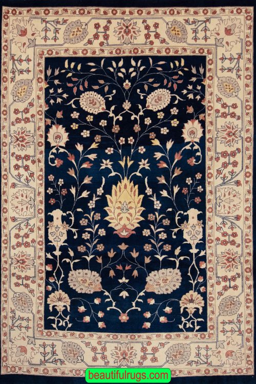 Persian Meshkin contemporary rug with navy blue color. Size 6.5x9.6