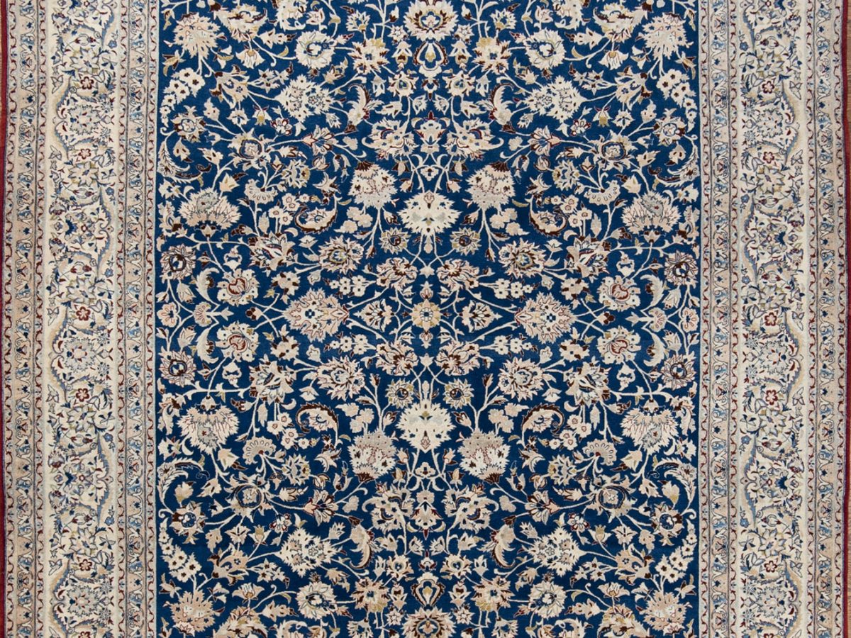 Persian Nain Blue Rectangle 3x4 ft Wool and Silk Carpet 74801