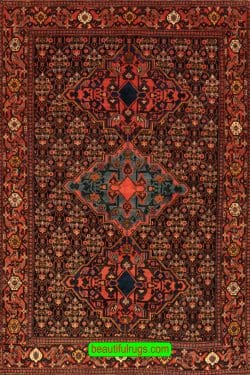 Antique Rug, Hand knotted Persian Senneh Rug, Vegetable Dyed Rug.