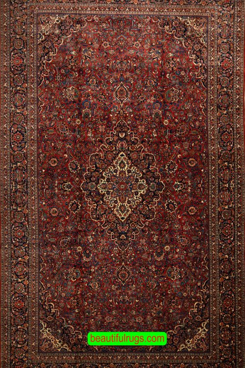 Oversized Rug, Hand Woven Rug, Antique Persian Kashan Rug