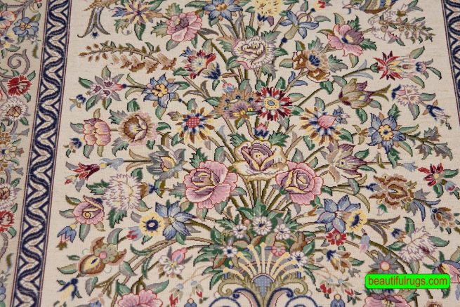 Isfahan Rugs, Hand Woven Rug, Kurk Wool and Silk Persian Isfahan Rug, size 2.9x4.4