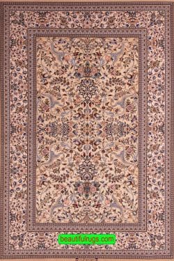 Hand Knotted Persian Isfahan Rug, Marble Color Kurk Wool and Silk Rug. Size 5x7.7