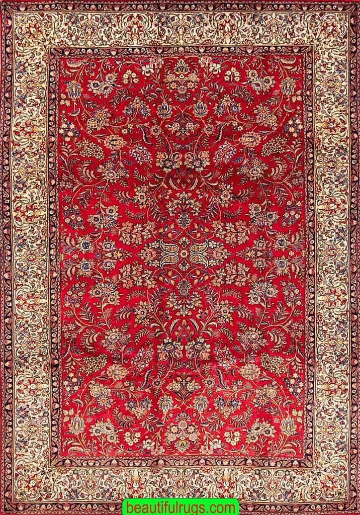 2212- Handmade Traditional Persian Sarouk Rug. Size 7x10.3.