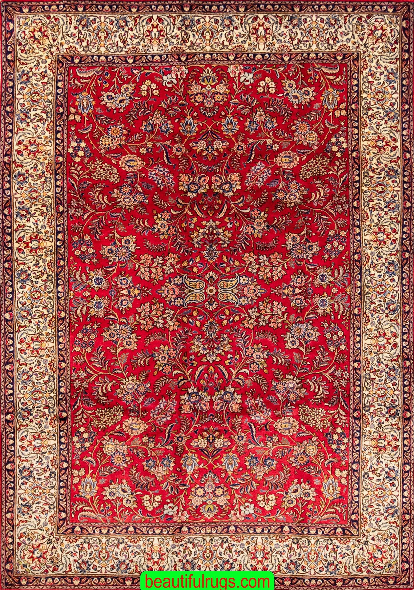 Persian Sarouk rug with red and beige color. Size 7x10.3