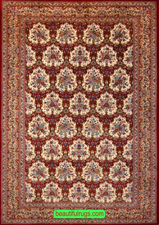 Garden Design Rug, Hand Knotted Persian Qum Rug, Traditional Rugs