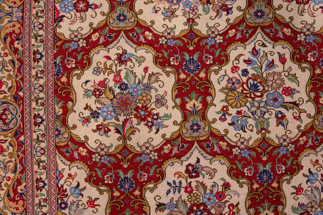 Garden Design Rug, Hand Knotted Persian Qum Rug, Traditional Rugs