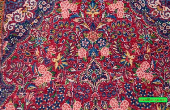 Red color Persian Jozan Malayer rug. Old rug. Size 3.7x6.1