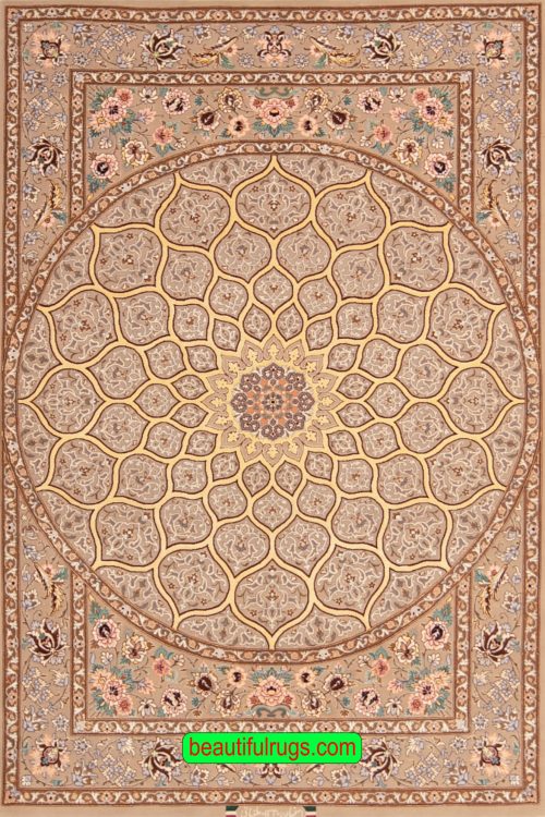 Persian Isfahan Dome Design, Beige Color. Size 3.9x5.6.