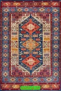 Handmade Persian Qashqai Rug, Geometric Style Rug. Size 5.3x8.3