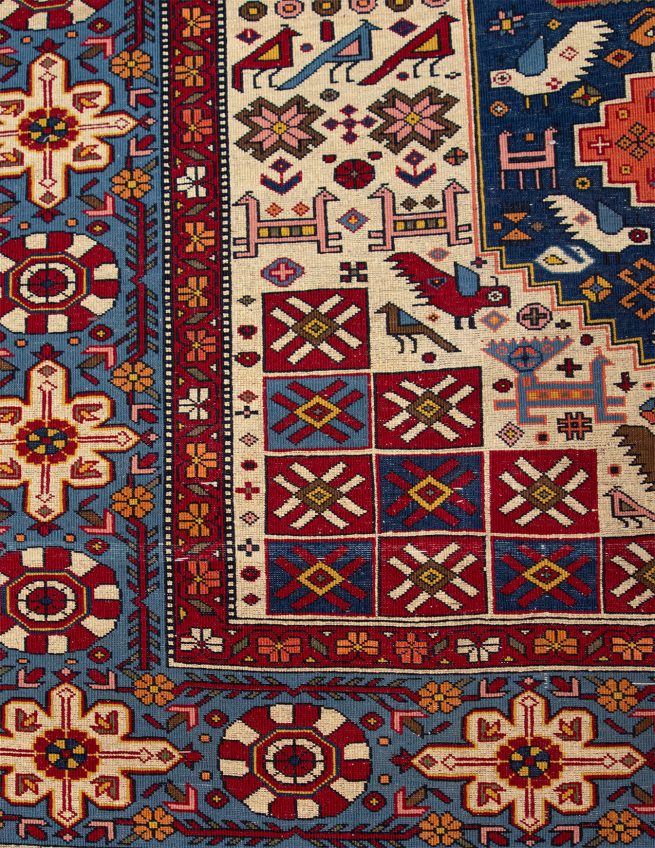 Handmade Persian Qashqai Rug, Geometric Style Rug. Size 5.3x8.3