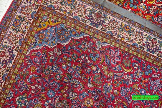 Persian Saruk rug in red color, floral design in red color. Size 4.4x6.7