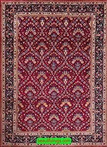 Persian Hamadan rug, Zele Soltan design rug in red color. Size 7x9.9