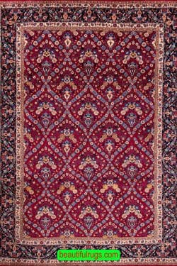 Persian Hamadan rug, Zele Soltan design rug in red color. Size 7x9.9