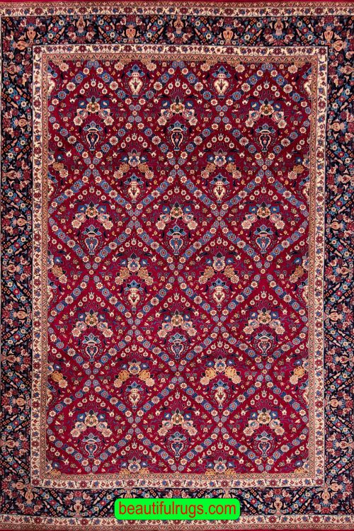 Persian Hamadan rug, Zele Soltan design rug in red color. Size 7x9.9
